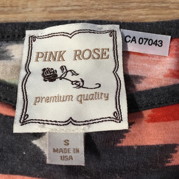 Pink Rose Crop Top Aztec Oversize T-Shirt Short Sleeve - Picture 5 of 7